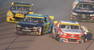 Reese’s Sweet Move of the Race: Eric Johnson Jr. bobs and weaves his way through a crash at Phoenix
